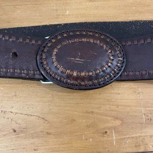 Vintage Eddie Bauer Western Leather Belt and Buckle Sz S